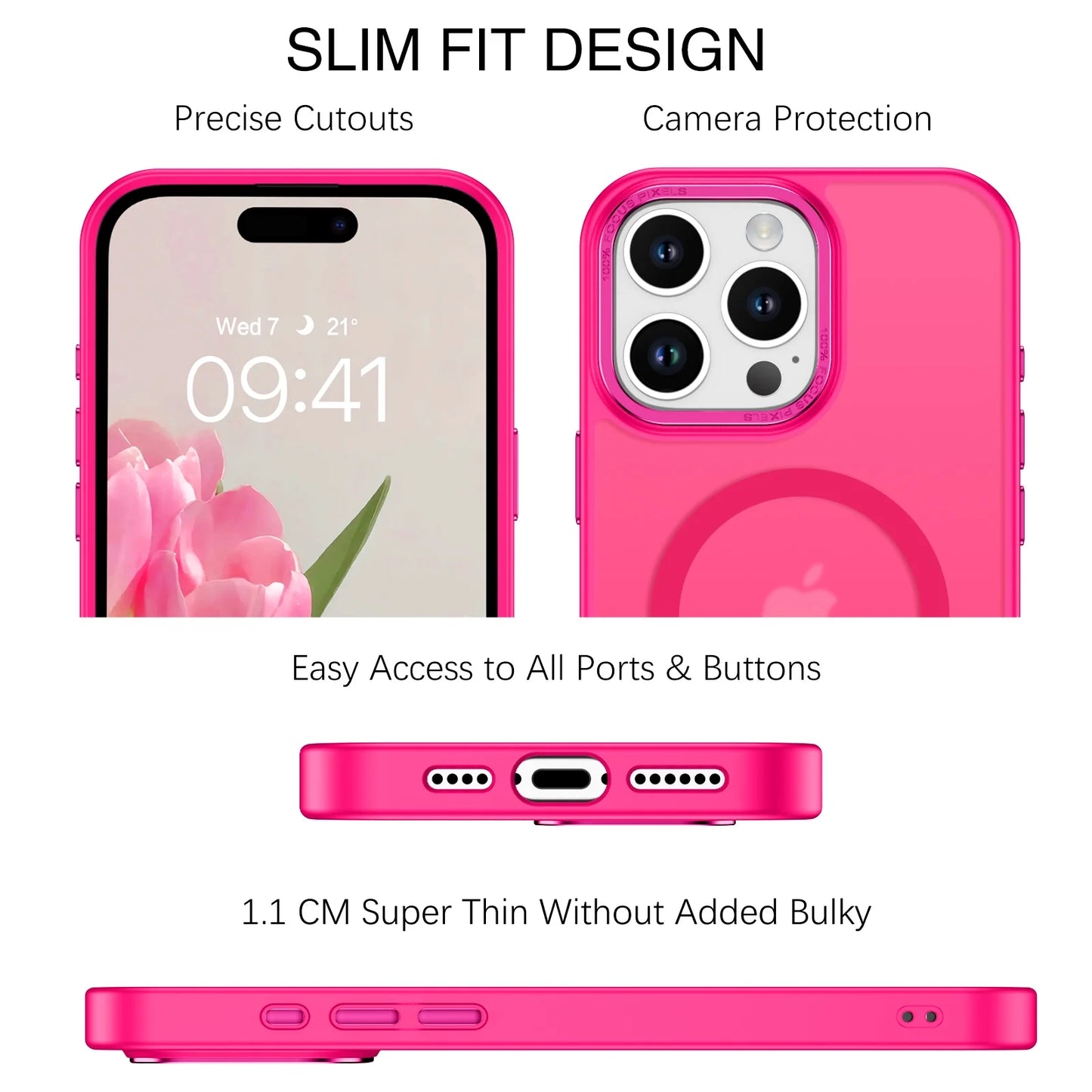 Case for Iphone 16 Pro Max Compatible with Mag-Safe 6.9" Metal Frame Slim Tpu Matte Shockproof Protective Cover