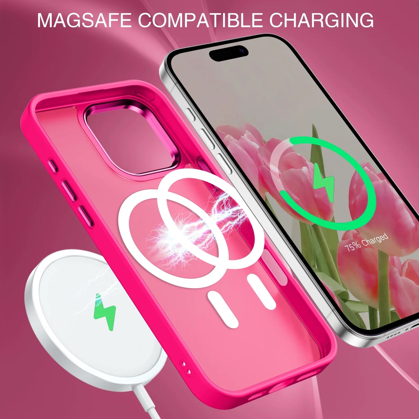 Case for Iphone 16 Pro Max Compatible with Mag-Safe 6.9" Metal Frame Slim Tpu Matte Shockproof Protective Cover